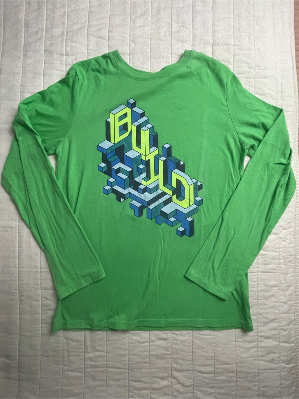 Cat & Jack Bright Green Digital Builder Long Sleeve Tee